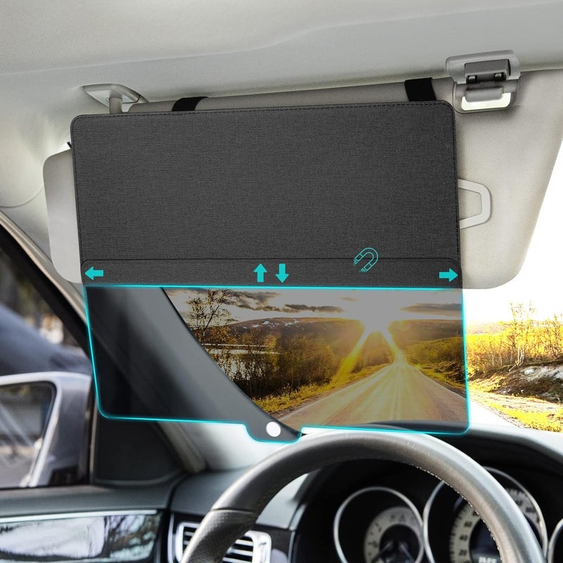 NAZZO Sun Visor Extender for Car, Sun Blocker with PC Sunshade Lens, Magnetic Mounting Adjustable Position, Protect from Glare, UV Rays, Snow Blindness for Safe Driving, Universal for Car, SUV (Black) - Image 1